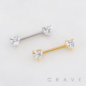 CZ HEART 316L SURGICAL STEEL NIPPLE RING